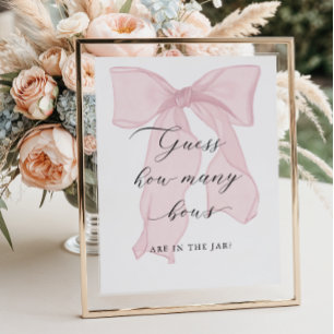 Pink Bow Girl Baby Shower Guess how many bows Poster