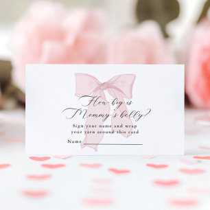 Pink Bow Girl Baby Shower How big is Mummy’s belly Enclosure Card