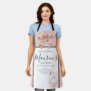 Pink Bow Girl Baby Shower Invitation Apron