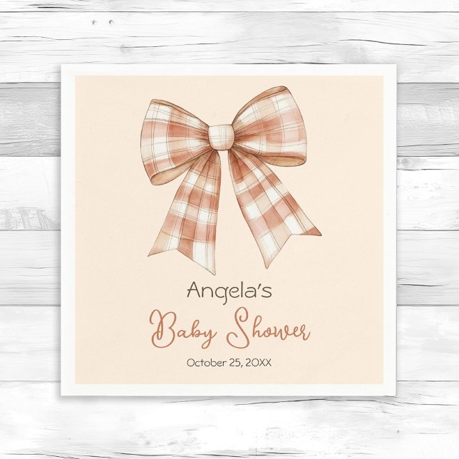 Pink Bow Girl Baby Shower Napkin (Creator Uploaded)