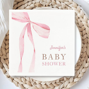 Pink Bow Girl Baby Shower Napkin