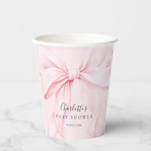 Pink Bow Girl Baby Shower Paper Cups