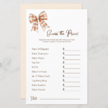 Pink Bow Girl Baby Shower Price Guess