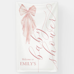 Pink Bow Girl Baby Shower Ribbon Vertical Banner