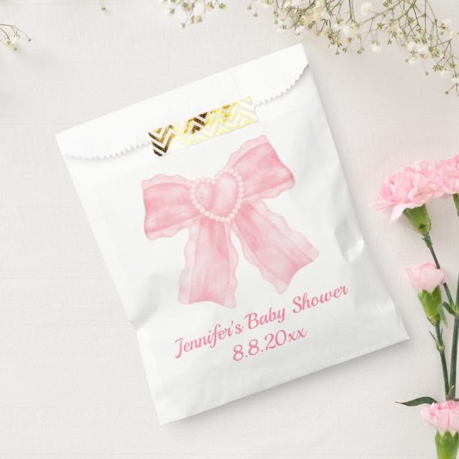 pink bow girl baby shower stylish trendy cute favour bags (Sealed)