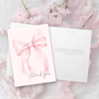 Pink Bow Girl Baby Shower Thank You  Card