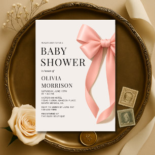 Pink Bow Girl Coquette Baby Shower Invitation