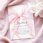 Pink Bow Girl First Birthday  Invitation<br><div class="desc">Pink Bow Girl First Birthday Invitation</div>