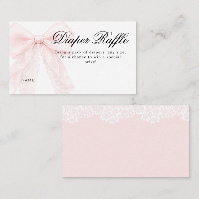 Pink Bow Girl Modern Baby Shower  Enclosure Card (Front/Back)