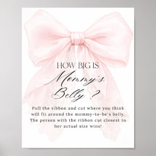 Pink Bow Girl Modern Baby Shower Game Poster