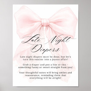 Pink Bow Girl Modern Baby Shower Game Poster