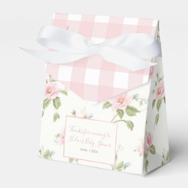 Pink Bow Girl Preppy Southern Baby Shower Favour Box (Front Side)