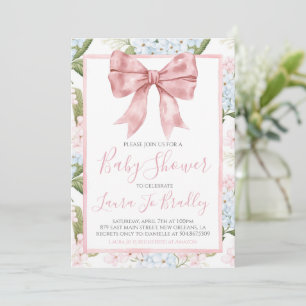 Pink Bow Girl Preppy Southern Baby Shower Invitation