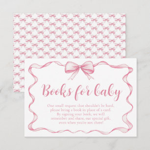 Pink Bow Girl Ribbon Baby Shower Books for Baby  Enclosure Card
