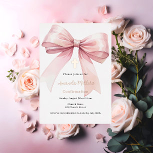 Pink bow girl rose gold Confirmation