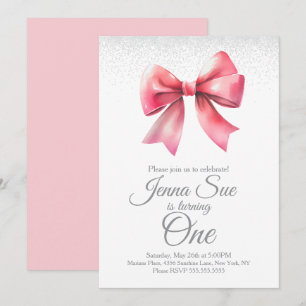 Pink Bow Girls Coquette Birthday Party Invitation