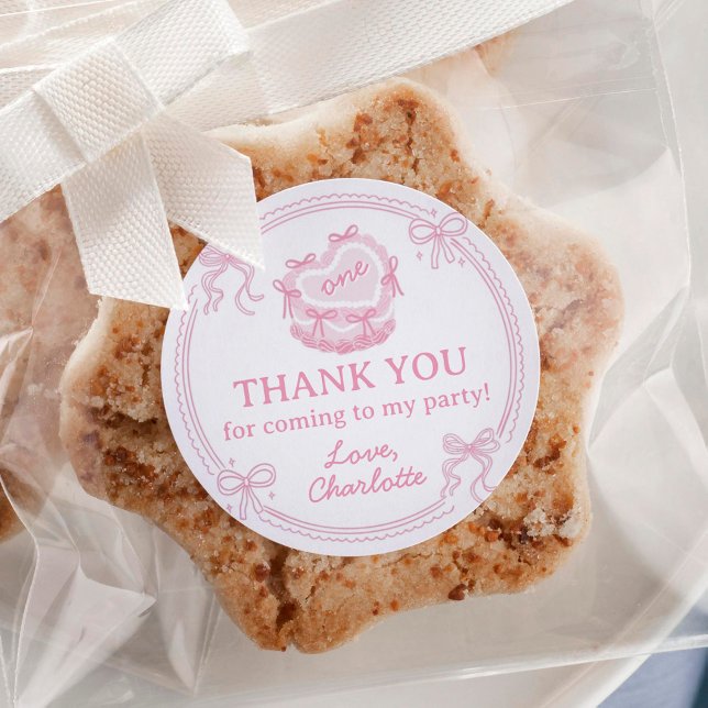 Pink Bow Girls Just Wanna Be One Birthday Classic Round Sticker (Creator Uploaded)