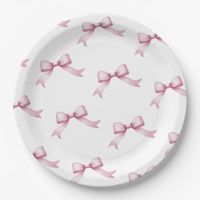Pink Bow Girls Just Wanna Be One First Birthday  Paper Plate (Front)