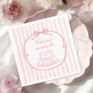 Pink Bow Girls Just Wanna be One Napkin