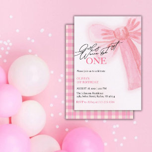 Pink Bow Girls Just Want To Be One 1st Birthday Holiday Card
