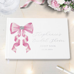 Pink Bow Glam Coquette Bridal Shower Guest Book