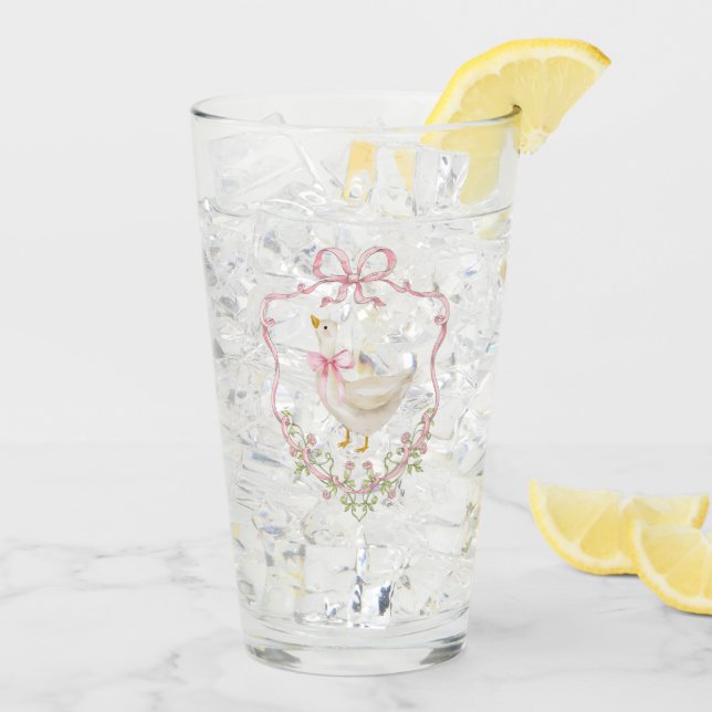 Pink bow Goose Crest Baby girl shower Glass (Back Ice)