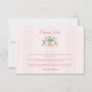 Pink Bow Grad Celebration Thank You Card