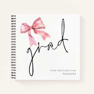 Pink Bow Grad Script Graduate Guest Book
