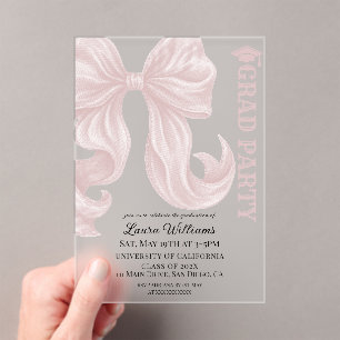 Pink Bow Graduation Acrylic Invitations