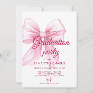 Pink Bow Graduation  Invitation