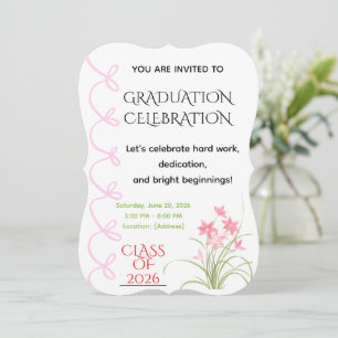 Pink Bow Graduation Invitation