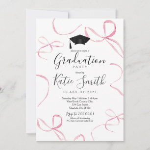 Pink bow Graduation Invitation, Invitation