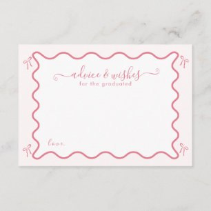 Pink Bow Graduation Party - Advice & Wishes Cards