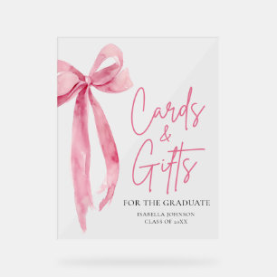Pink Bow Graduation Party Graduate Cards and Gifts Acrylic Sign