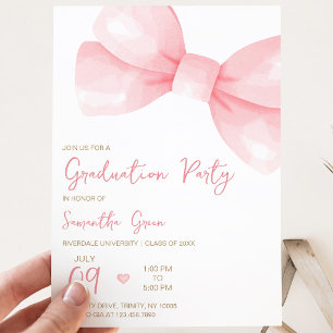 Pink Bow Graduation Party Invitation