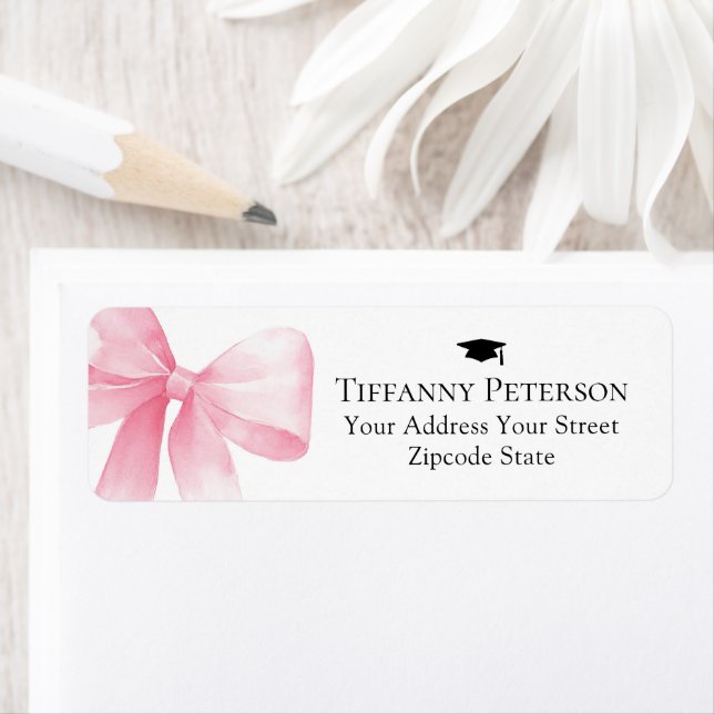 Pink Bow Graduation Return Address (Insitu)