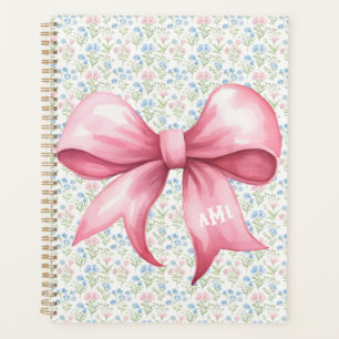 Pink Bow Grandmillennial Floral Monogram Planner
