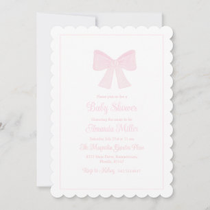 Pink Bow Grandmillennial Preppy Baby Shower Invitation