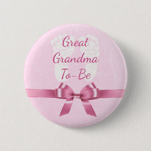 Pink Bow Great Grandma to be Baby Shower Button