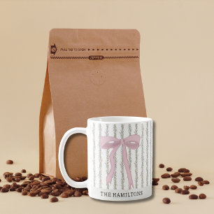 Pink Bow Green Garland Christmas  Coffee Mug
