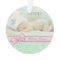 Pink Bow Green Pastel Baby 1st Christmas Photo
