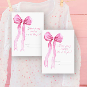 Pink bow - Guess how many candies game Enclosure Card