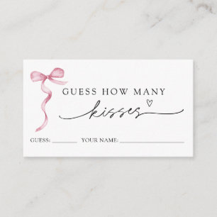 Pink Bow Guess How Many Kisses Game Card