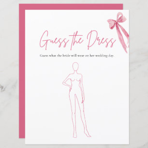 Pink Bow Guess The Dress Bridal Shower Game