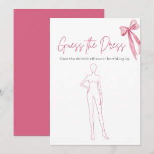 Pink Bow Guess The Dress Bridal Shower Game Invitation