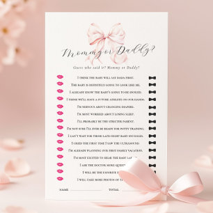 Pink Bow Guess Who Baby Shower Game Stationery