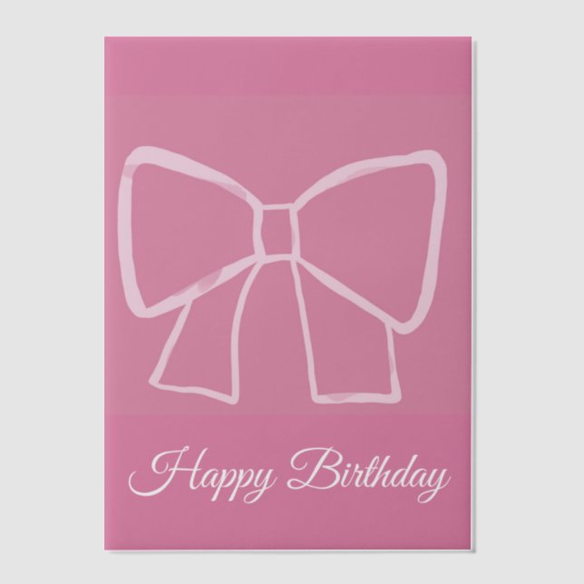 Pink Bow Happy Birthday –  Vellum Invitations (Front)