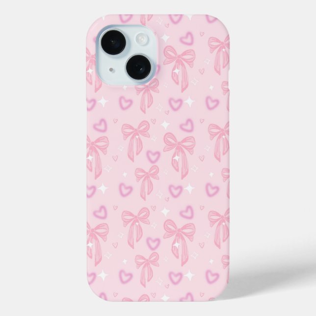 Pink Bow Heart Phone Case (Back)