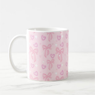 Pink Bow Hearts Aesthetic Mug