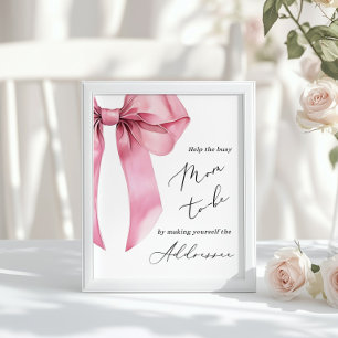Pink Bow Help the Busy Mum Address an Envelope Poster